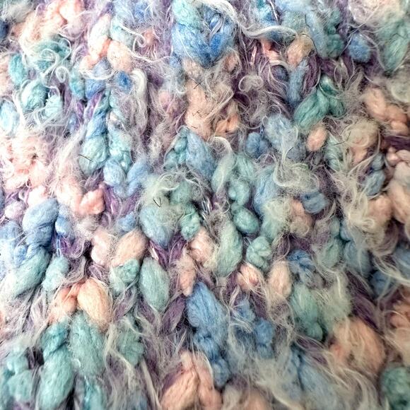 Addie & Tate Bouclé Pom-Pom Beanie, Toddler Girl’s Size 2-3T, Blue/ Pink - Picture 6 of 7